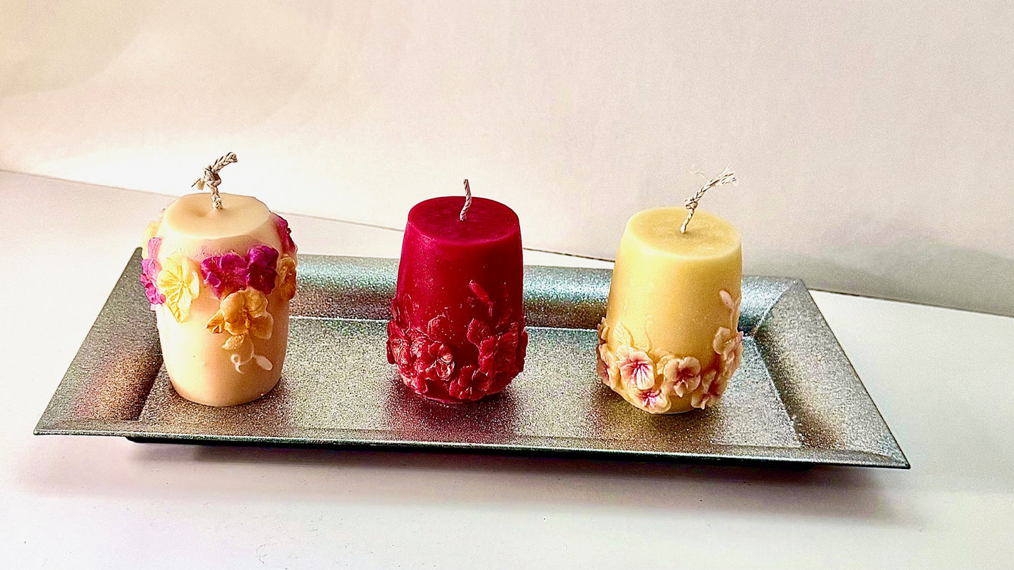 Pillar Candle with Floral Design